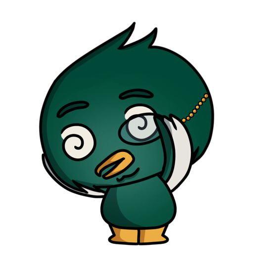 Maskot bebek pusing