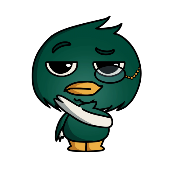 Maskot bebek berpikir